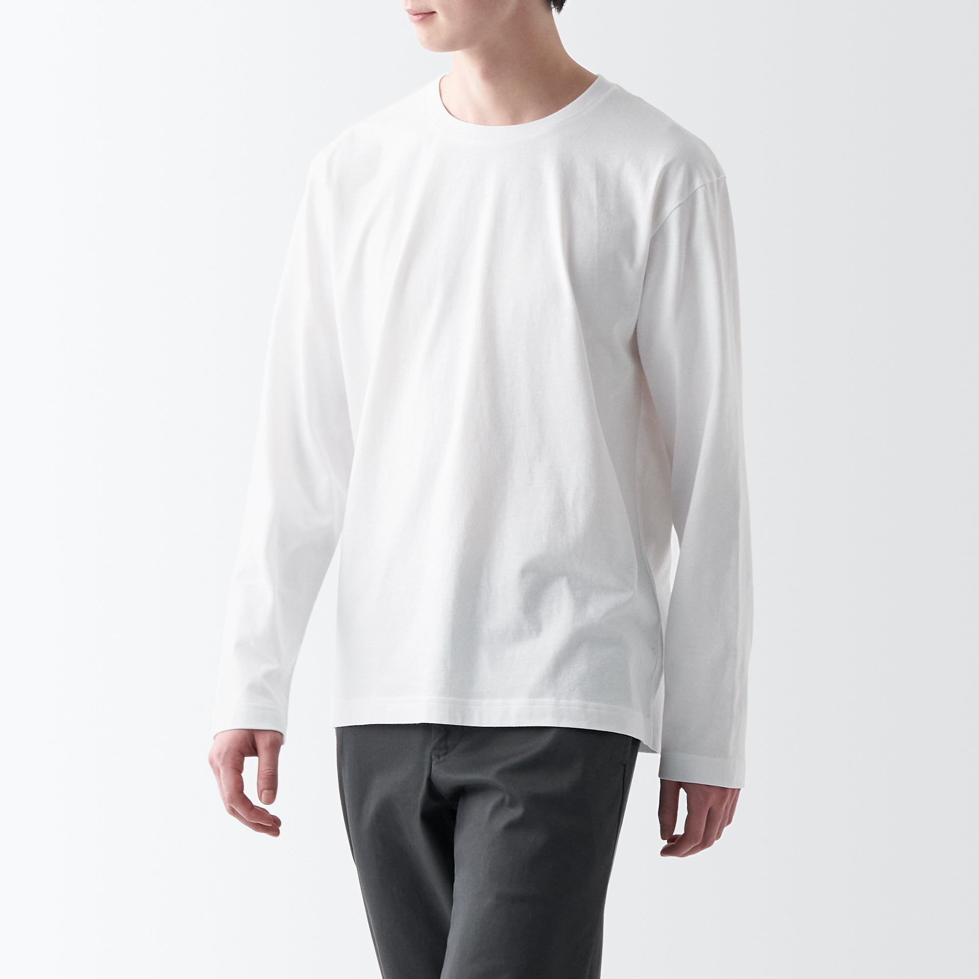 Men's Washed Jersey Crew Neck Long Sleeve T-Shirt