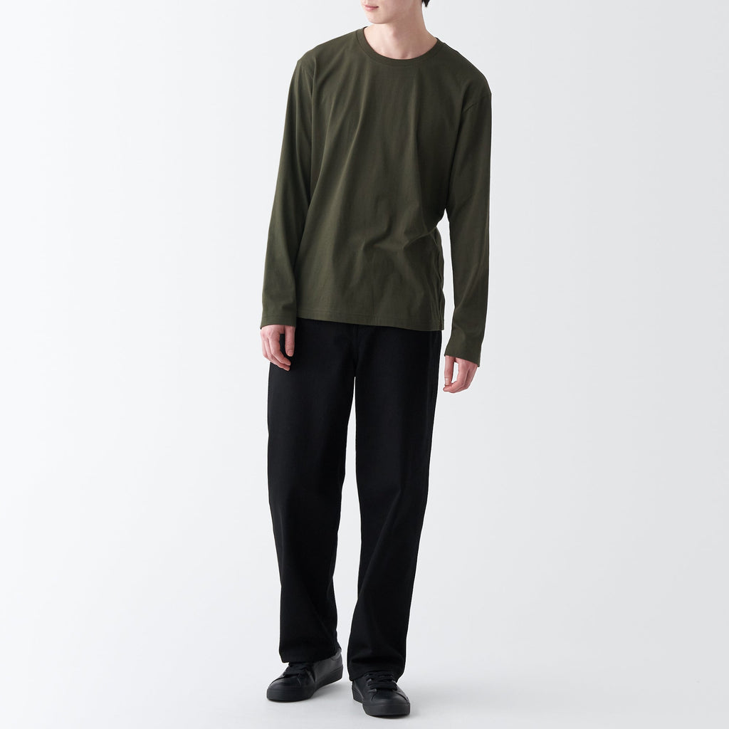 Men's Washed Jersey Crew Neck Long Sleeve T-Shirt