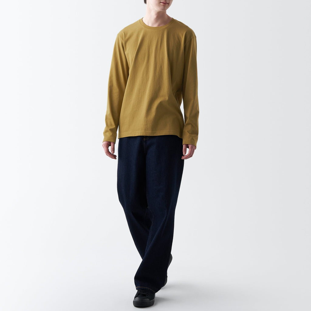 Men's Washed Jersey Crew Neck Long Sleeve T-Shirt