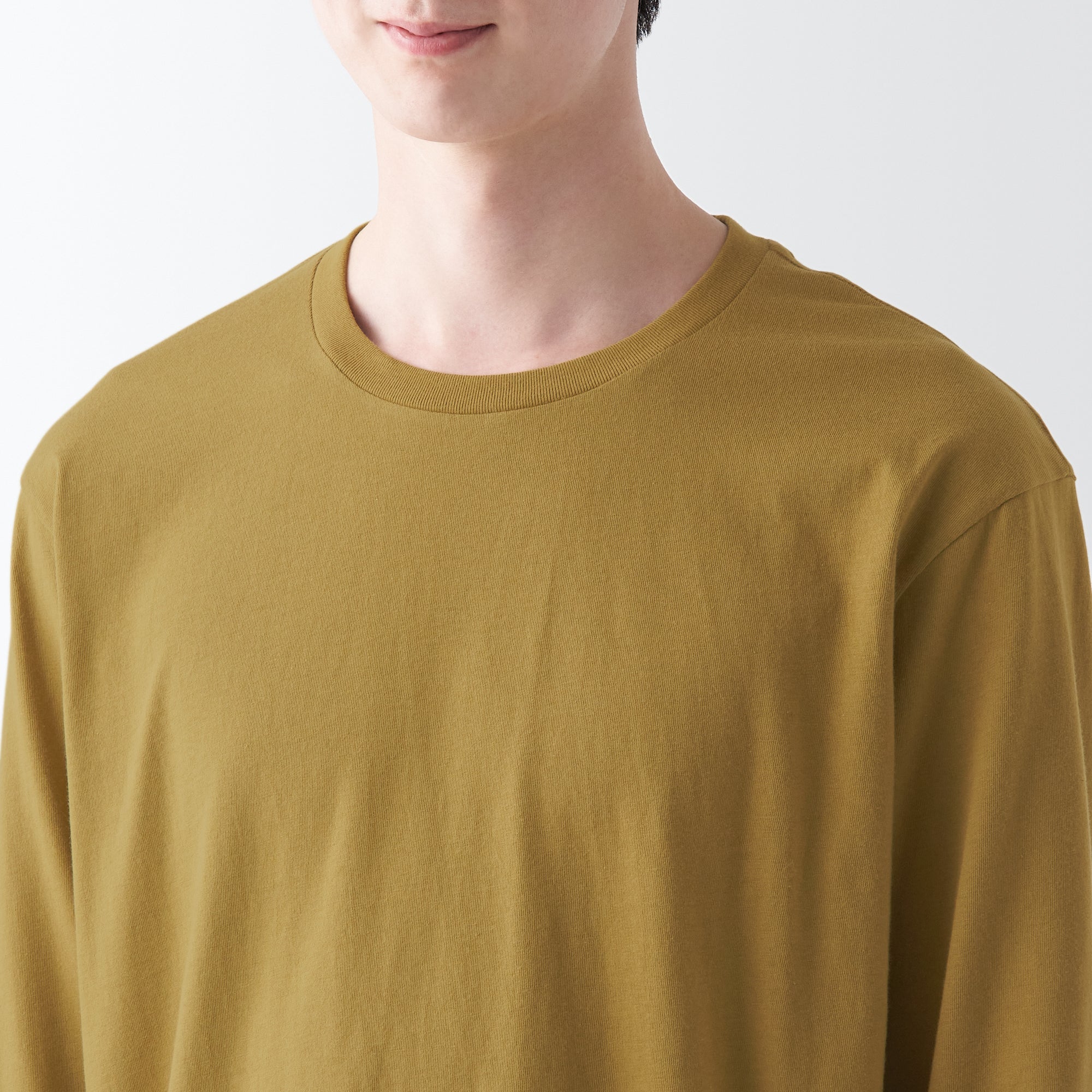 Men's Washed Jersey Crew Neck Long Sleeve T-Shirt