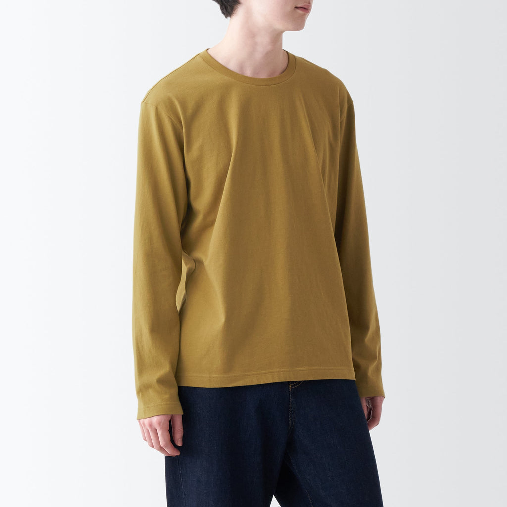Men's Washed Jersey Crew Neck Long Sleeve T-Shirt