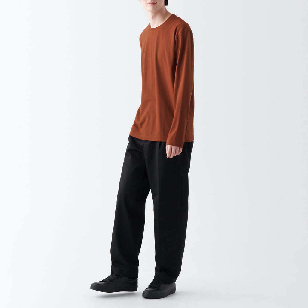 Men's Washed Jersey Crew Neck Long Sleeve T-Shirt