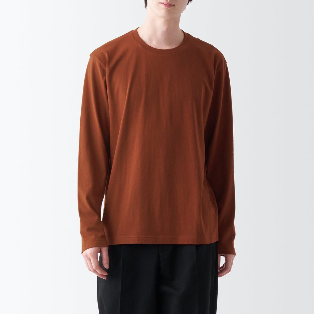 Men's Washed Jersey Crew Neck Long Sleeve T-Shirt