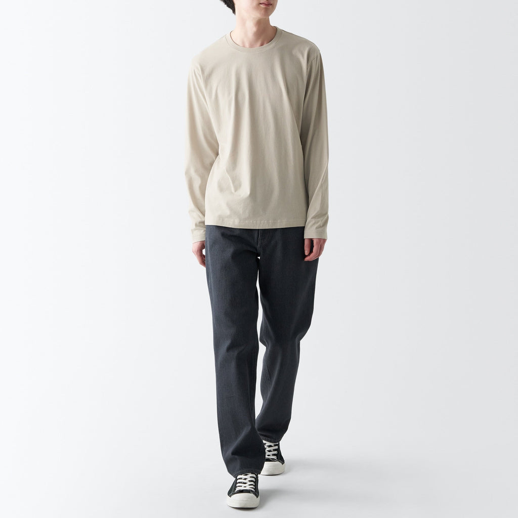 Men's Washed Jersey Crew Neck Long Sleeve T-Shirt