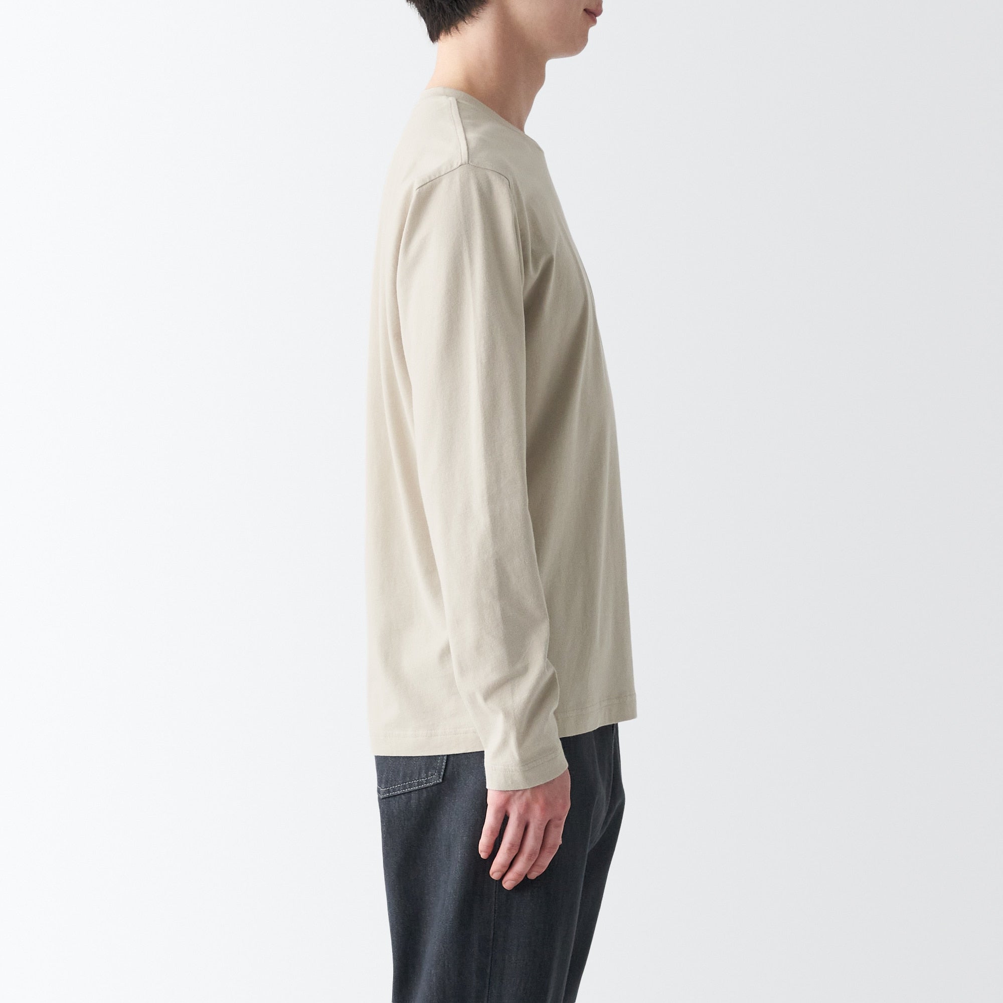 Men's Washed Jersey Crew Neck Long Sleeve T-Shirt