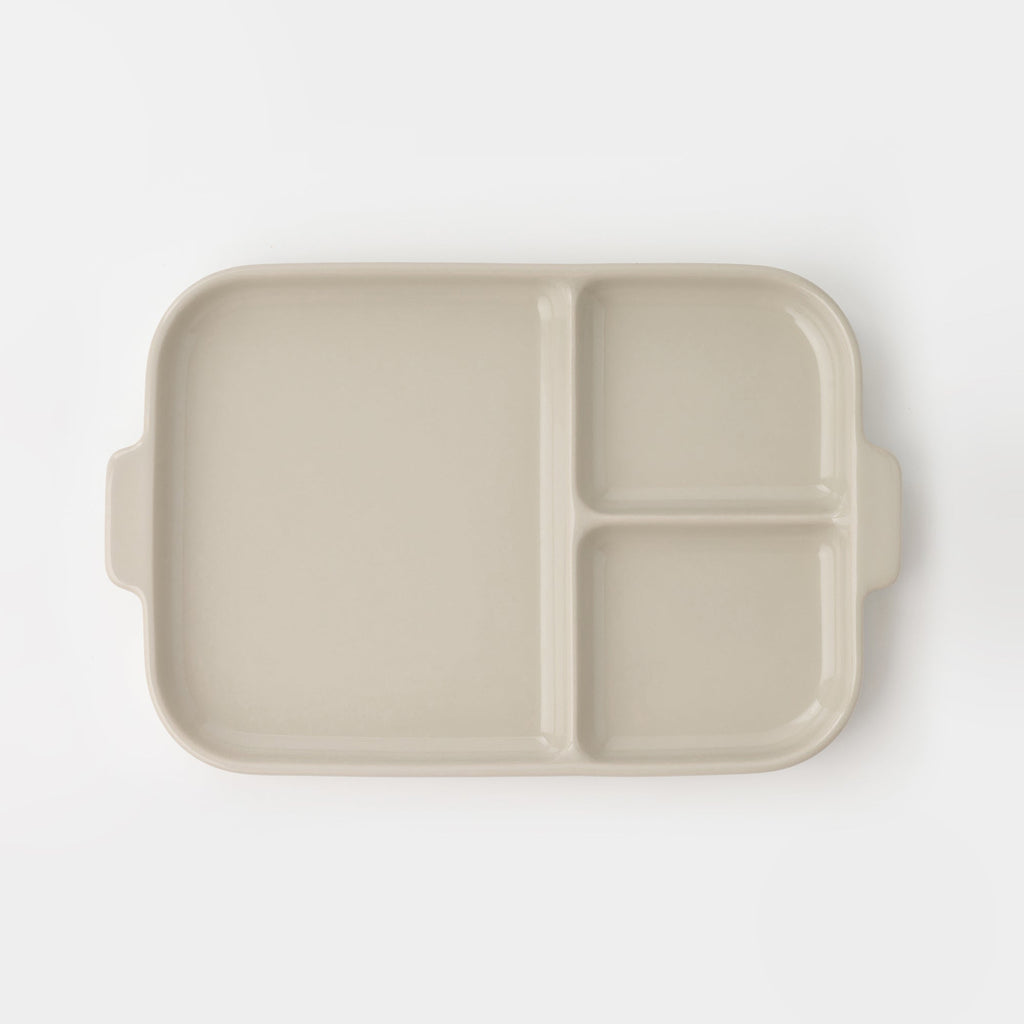 Stoneware Divided Plate - Gray Beige