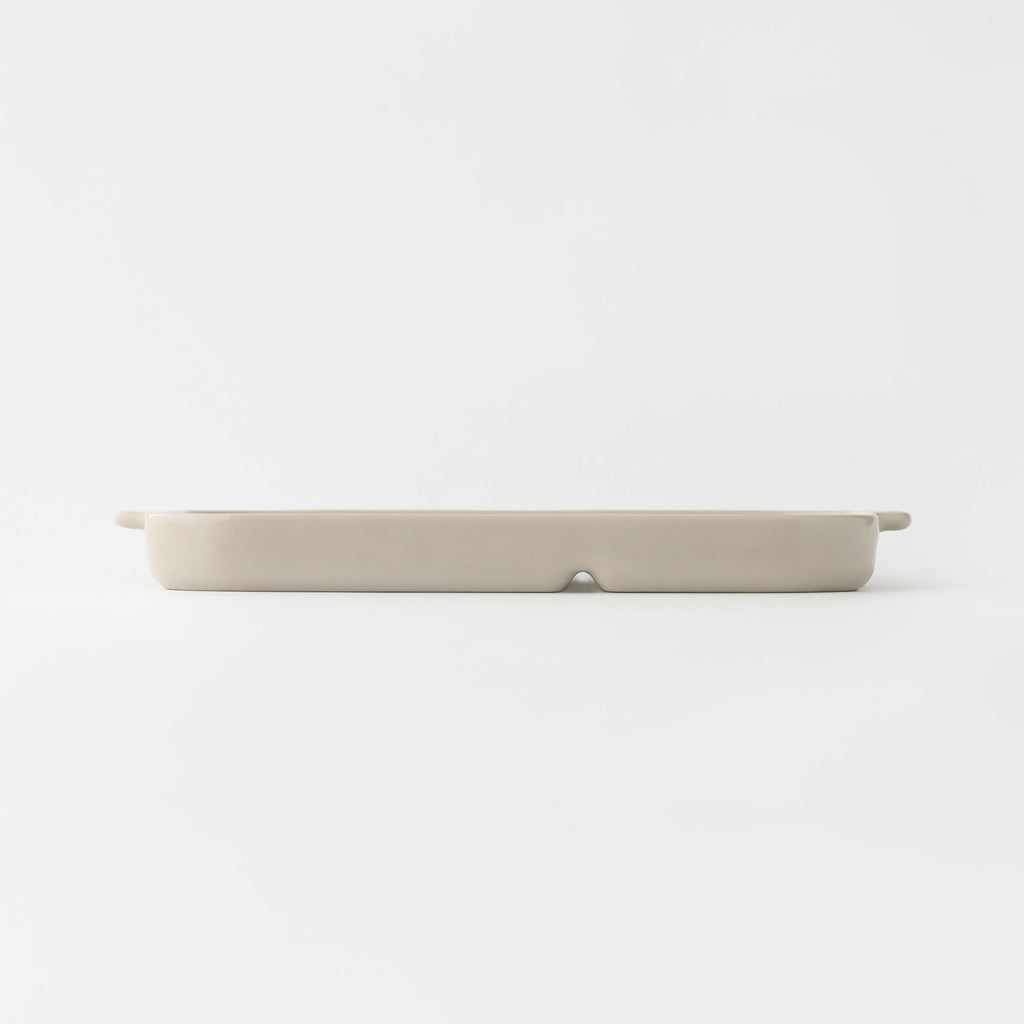 Stoneware Divided Plate - Gray Beige