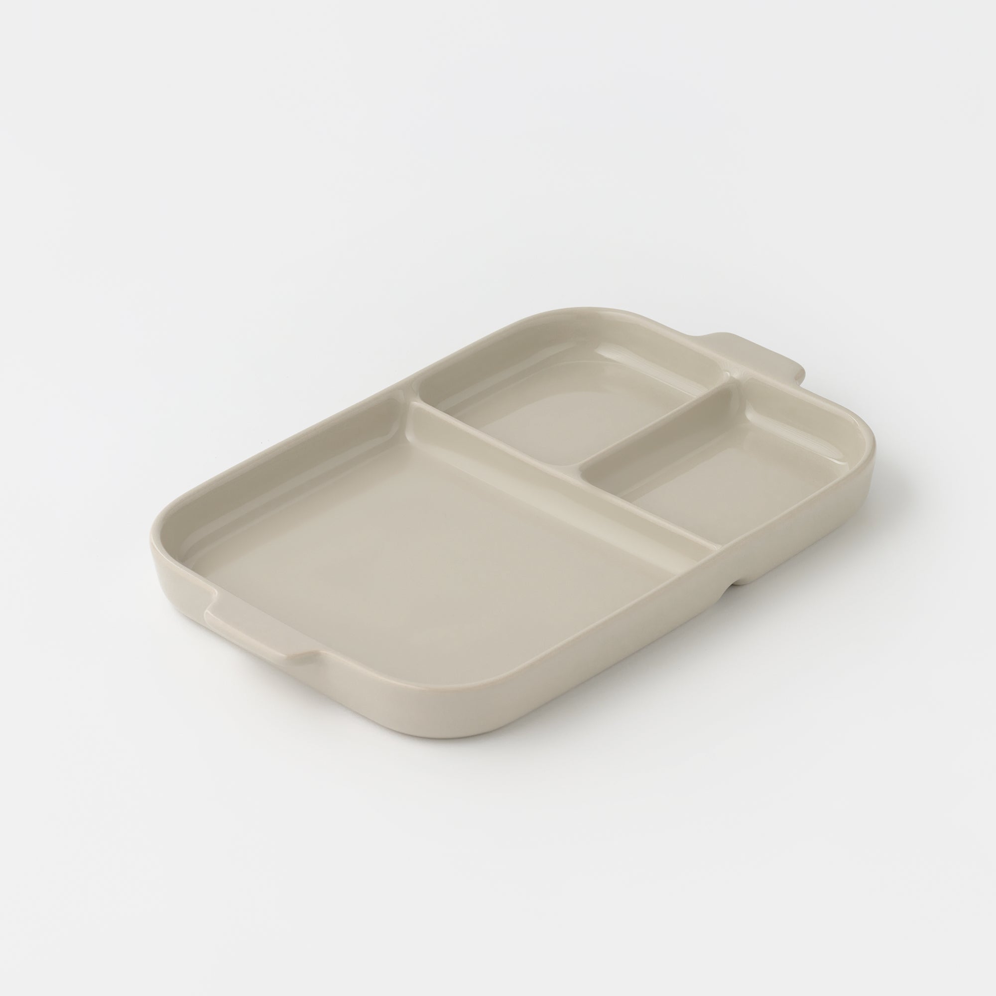 Stoneware Divided Plate - Gray Beige