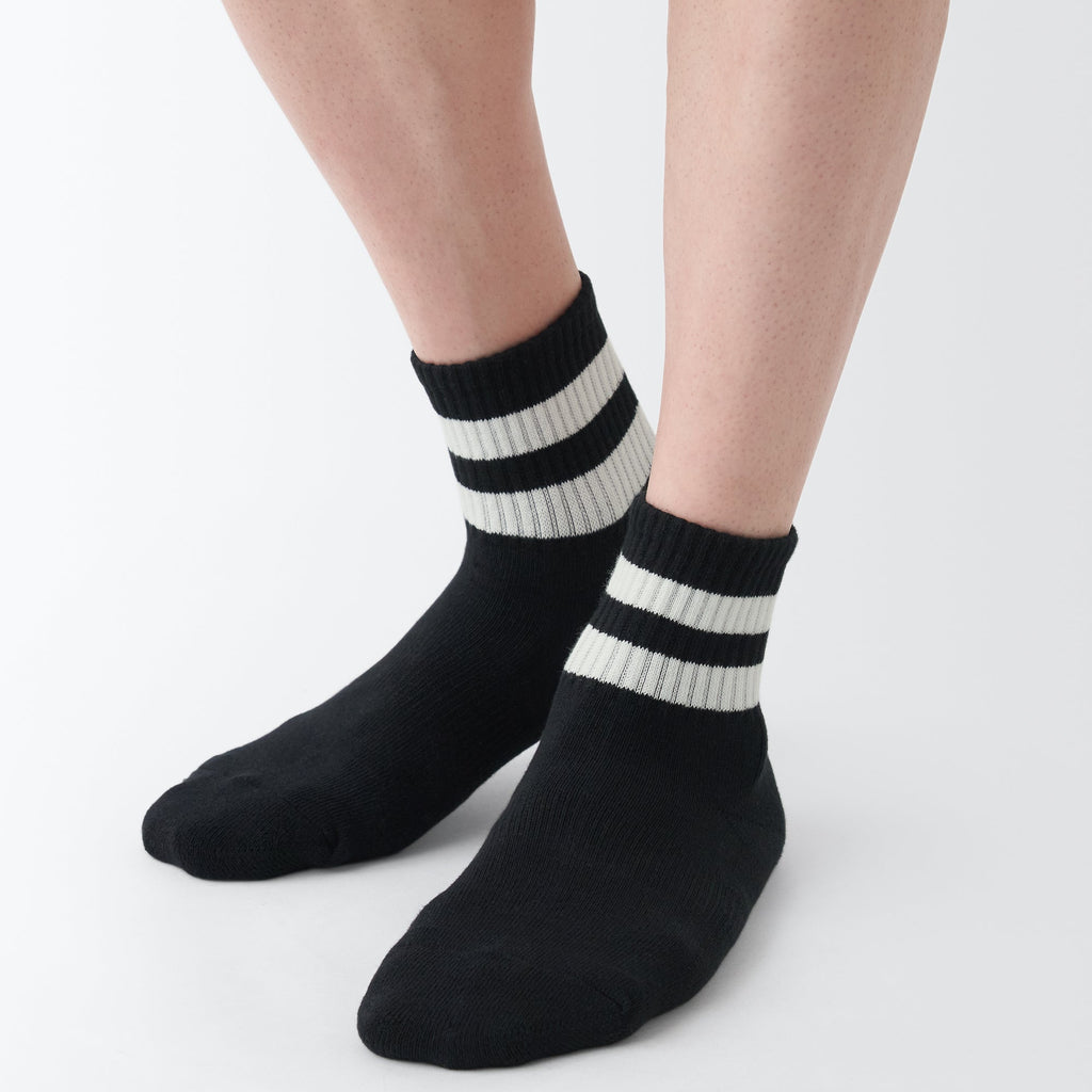 Right Angle Pile Short Socks - Stripe
