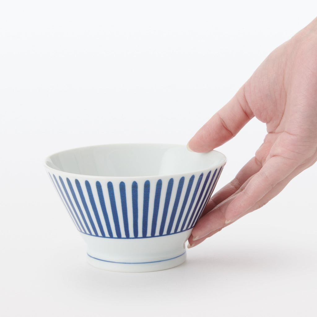 Hasami Ware Rice Bowl - Stripes Pattern