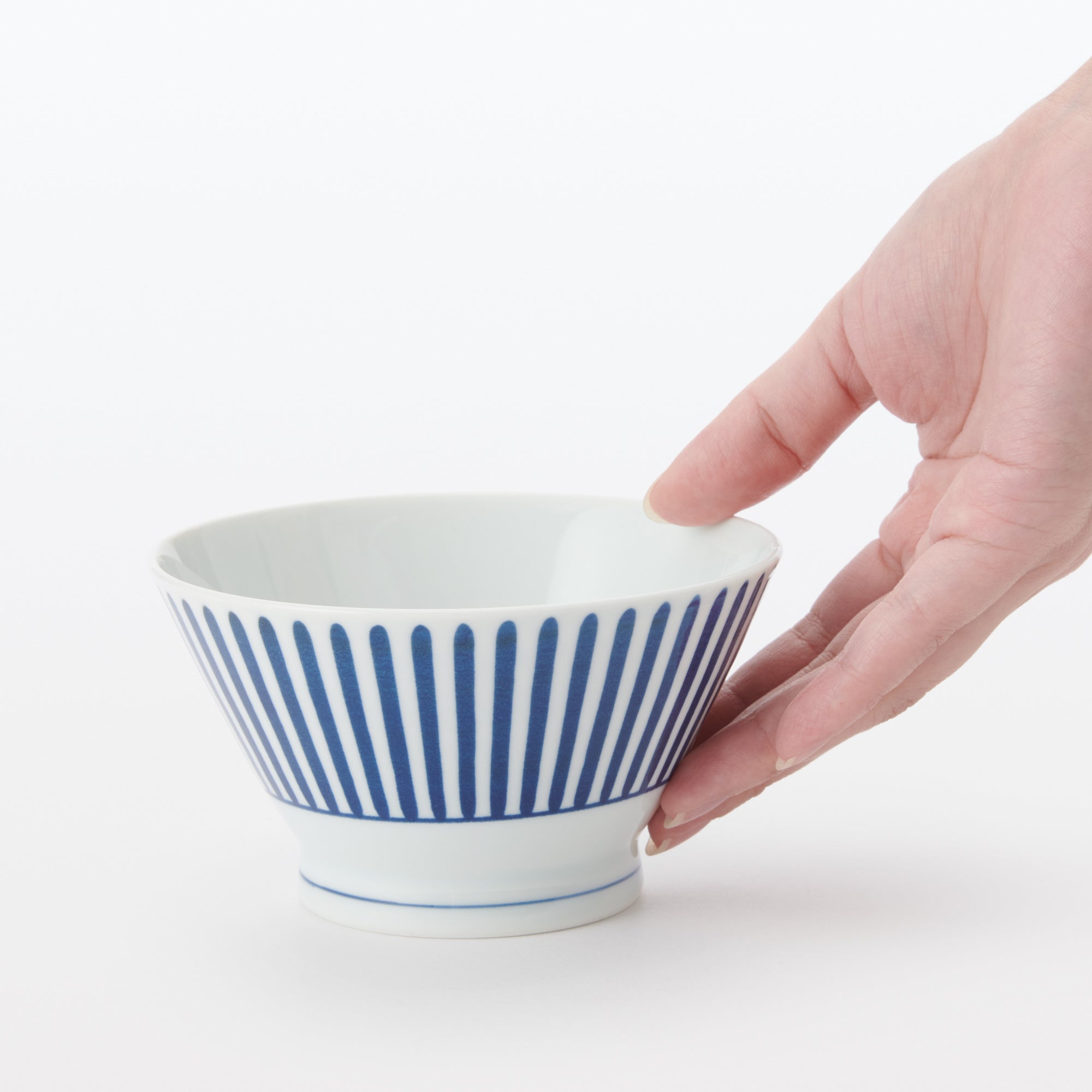 Hasami Ware Rice Bowl - Stripes Pattern