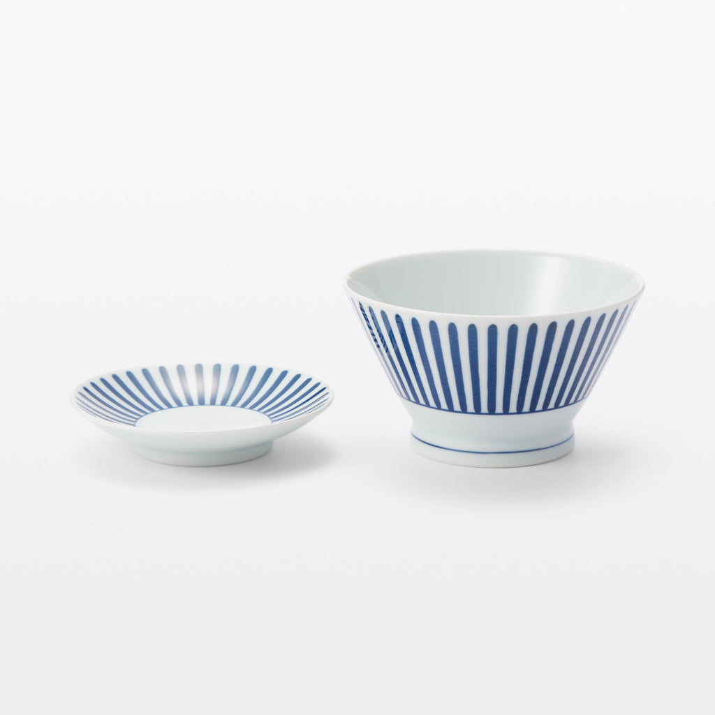 Hasami Ware Rice Bowl - Stripes Pattern