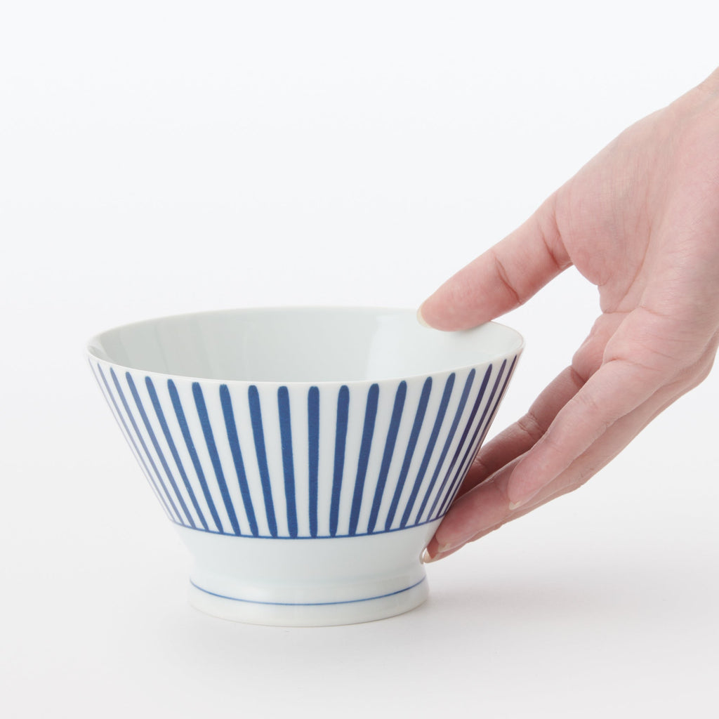 Hasami Ware Rice Bowl - Stripes Pattern