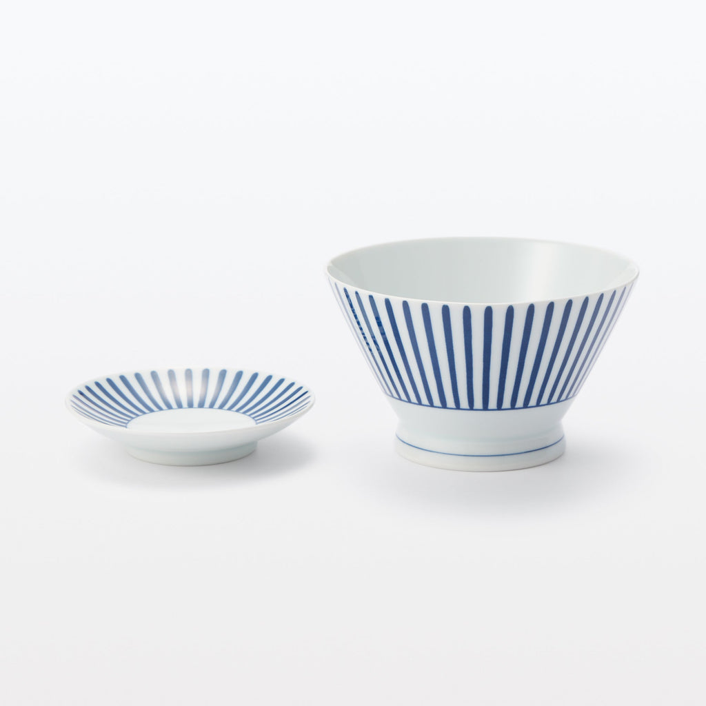Hasami Ware Rice Bowl - Stripes Pattern