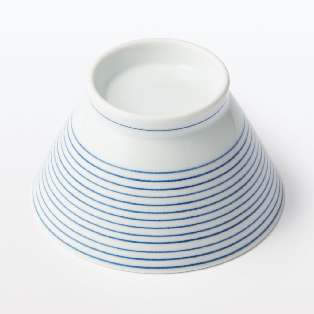 Hasami Ware Rice Bowl - Horizontal Stripes Pattern