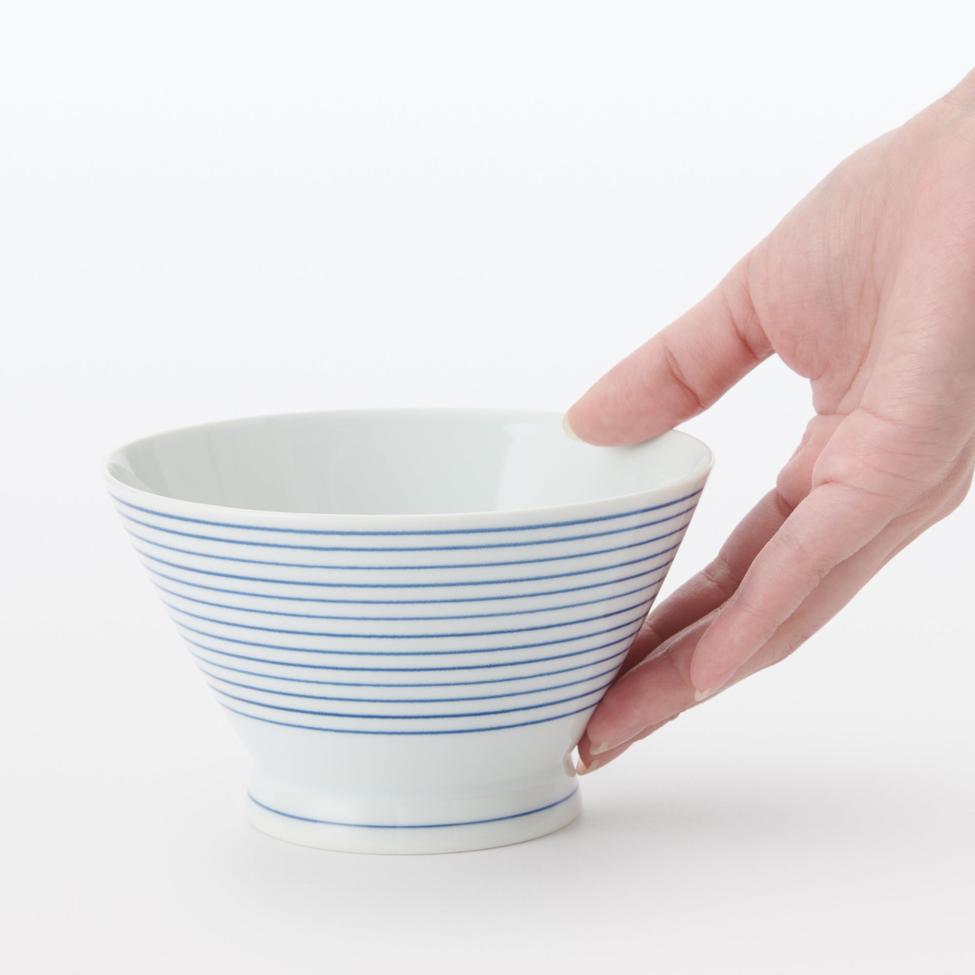 Hasami Ware Rice Bowl - Horizontal Stripes Pattern