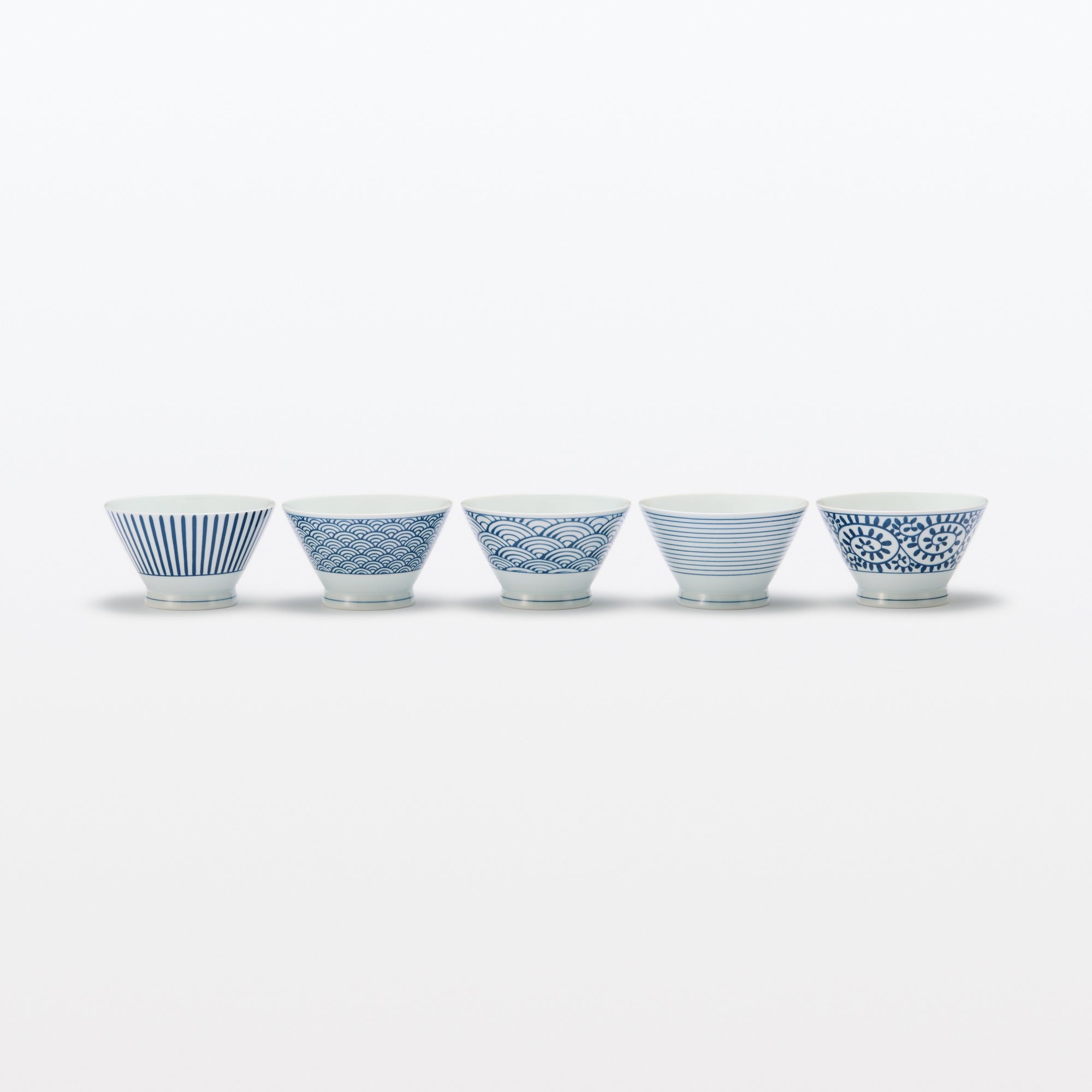 Hasami Ware Rice Bowl - Horizontal Stripes Pattern