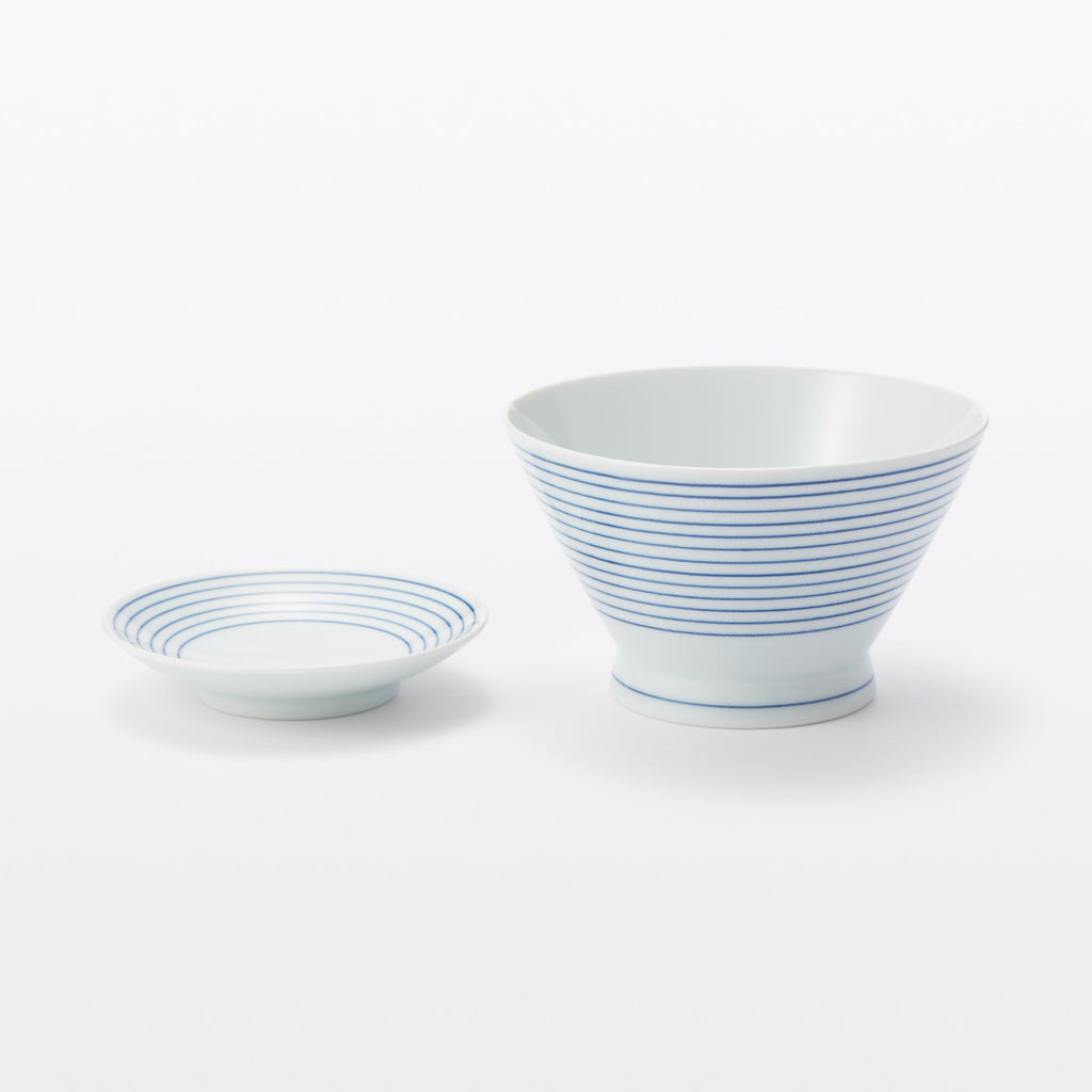 Hasami Ware Rice Bowl - Horizontal Stripes Pattern