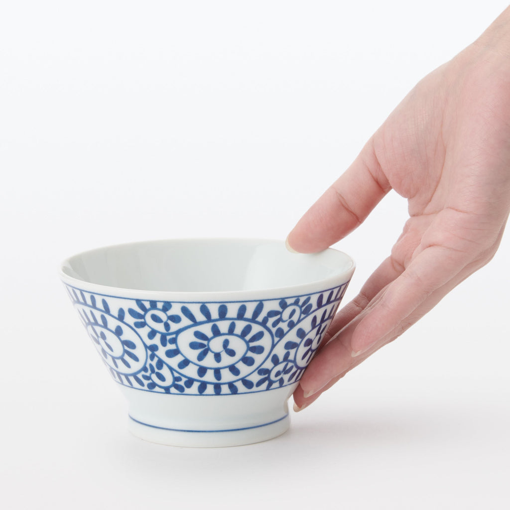 Hasami Ware Rice Bowl - Arabesque Pattern