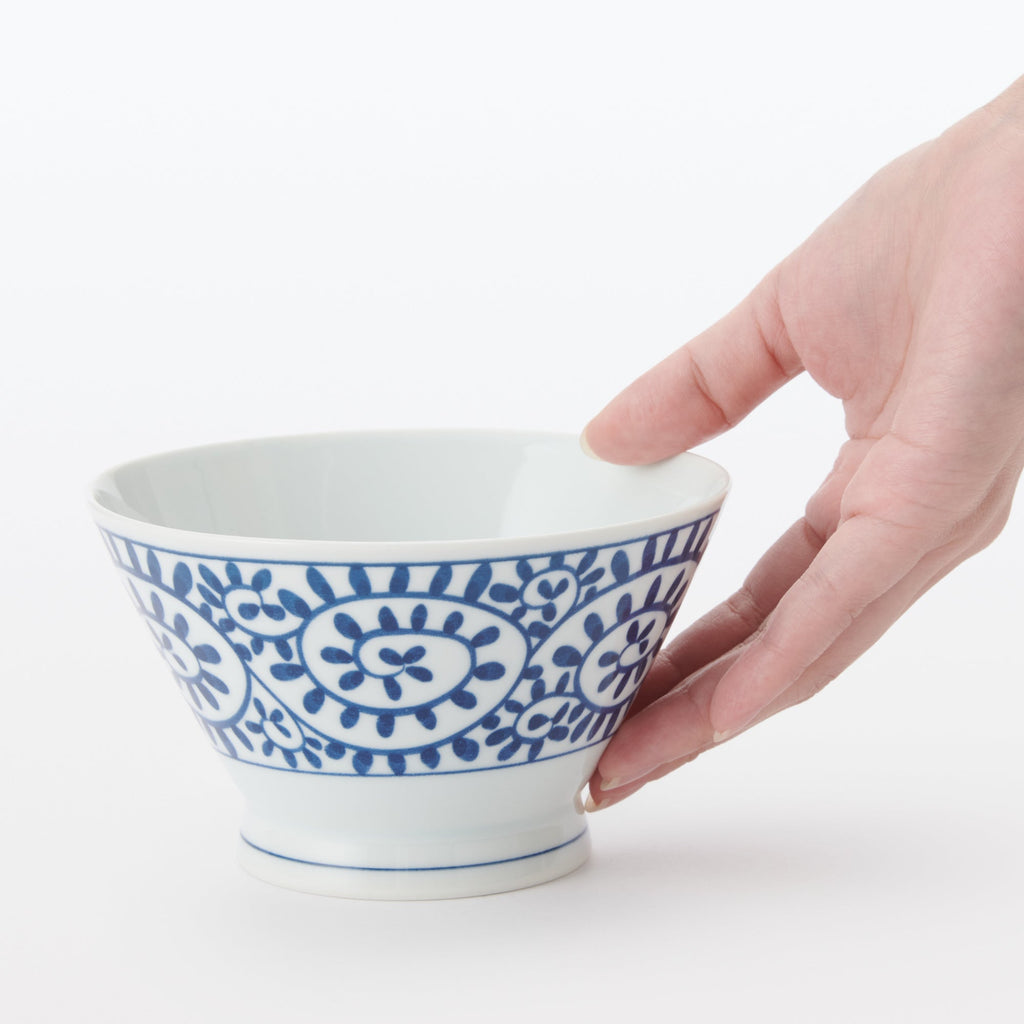 Hasami Ware Rice Bowl - Arabesque Pattern