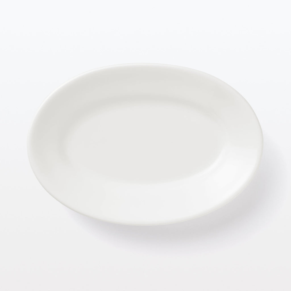 Porcelain Rimmed Oval Plate Small - White