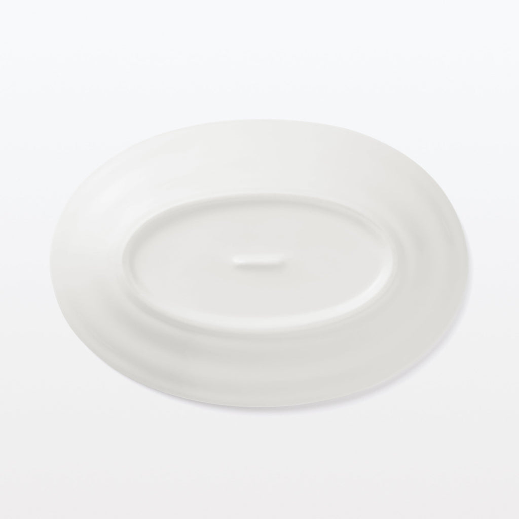 Porcelain Rimmed Oval Plate Small - White