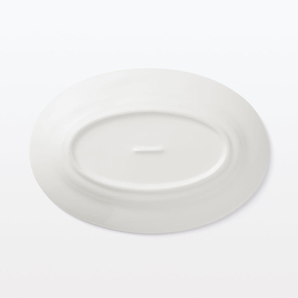 Porcelain Rimmed Oval Plate Medium - White