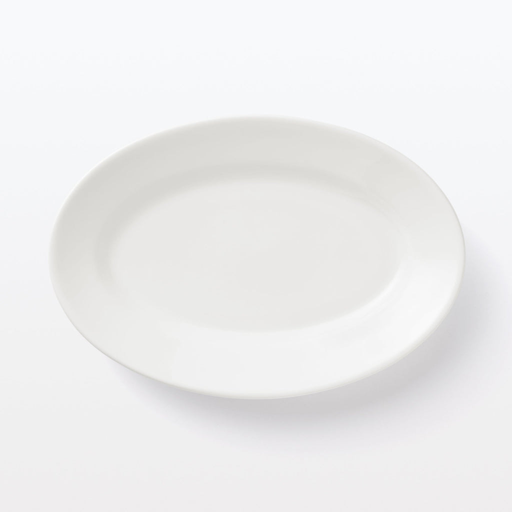 Porcelain Rimmed Oval Plate Large - White