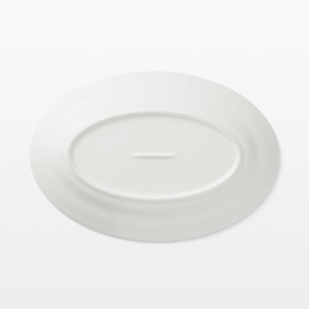 Porcelain Rimmed Oval Plate Large - White