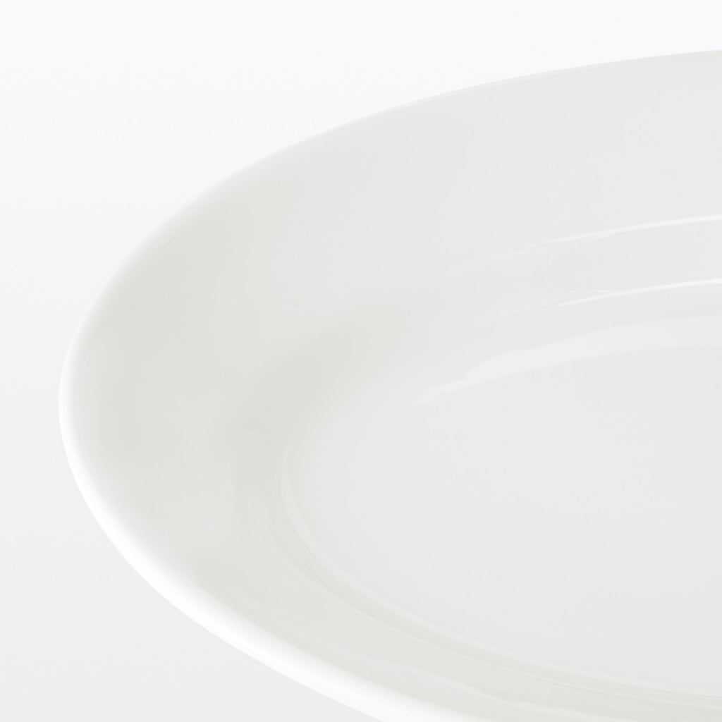 Porcelain Rimmed Oval Plate Large - White