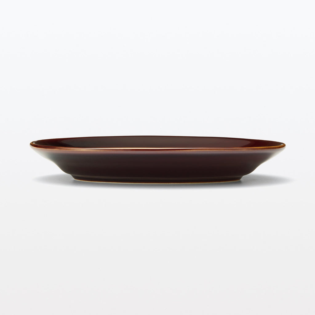 Porcelain Rimmed Oval Plate Medium - Brown Glaze