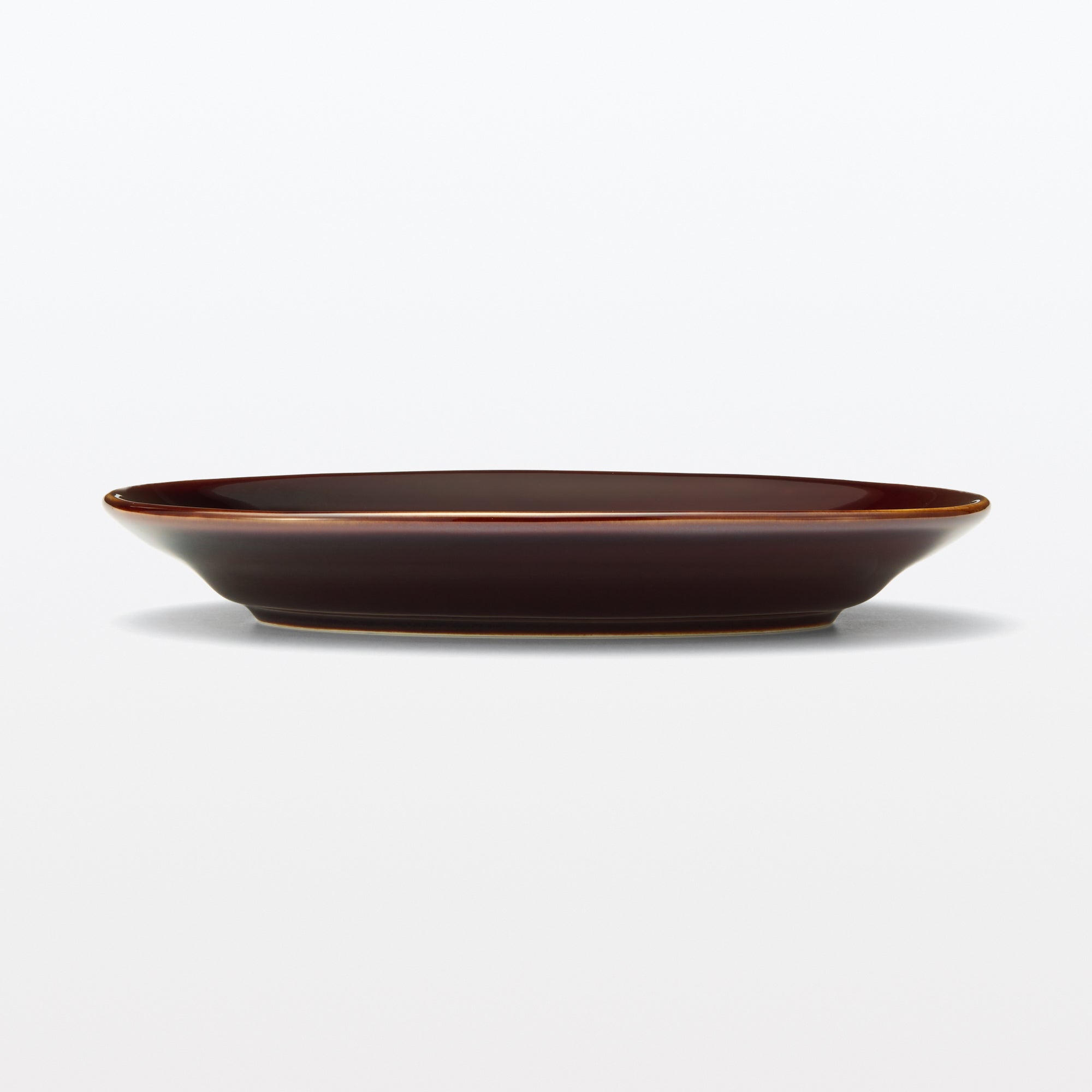 Porcelain Rimmed Oval Plate Medium - Brown Glaze