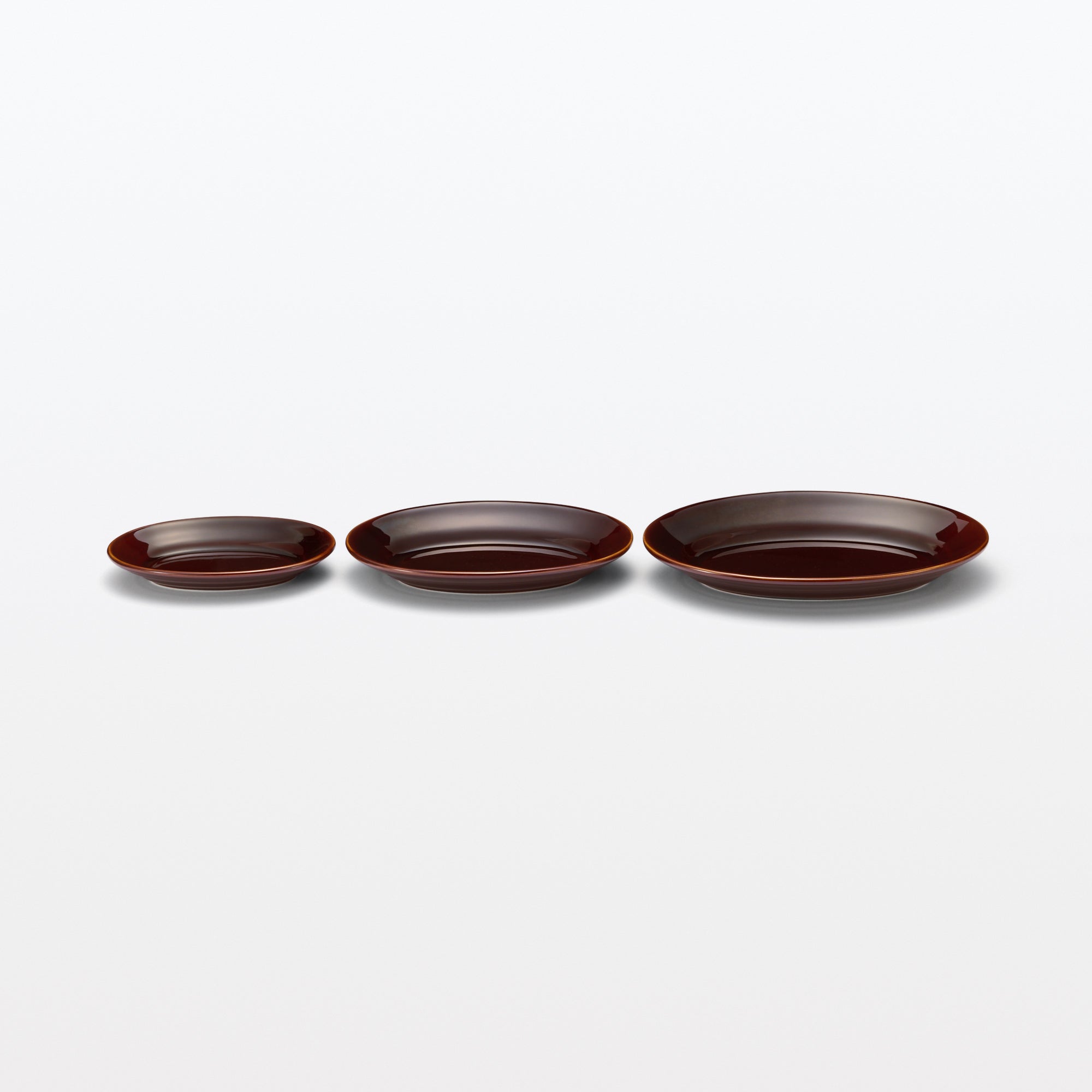 Porcelain Rimmed Oval Plate Large - Brown Glaze