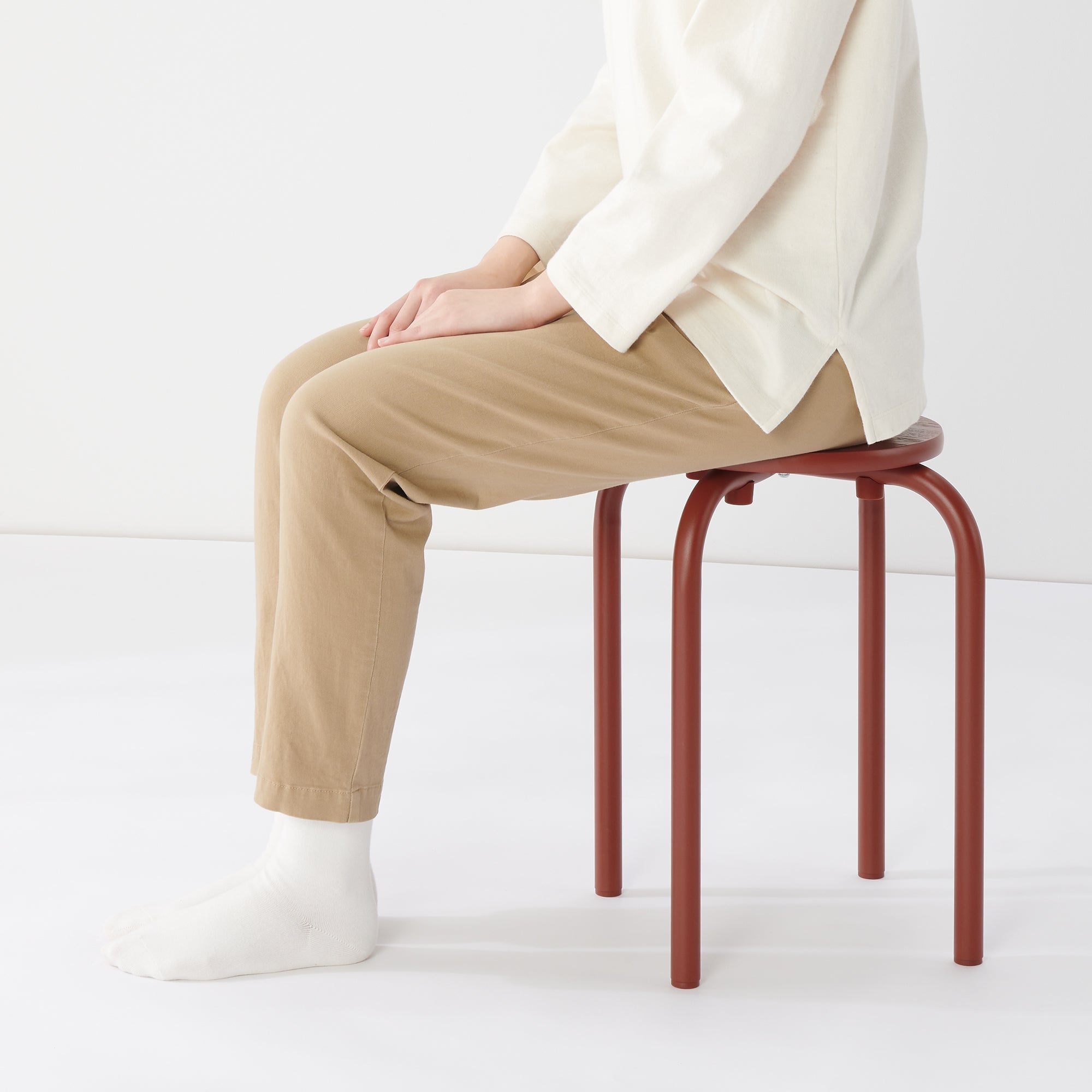 Steel Pipe Stacking Stool - Burgundy