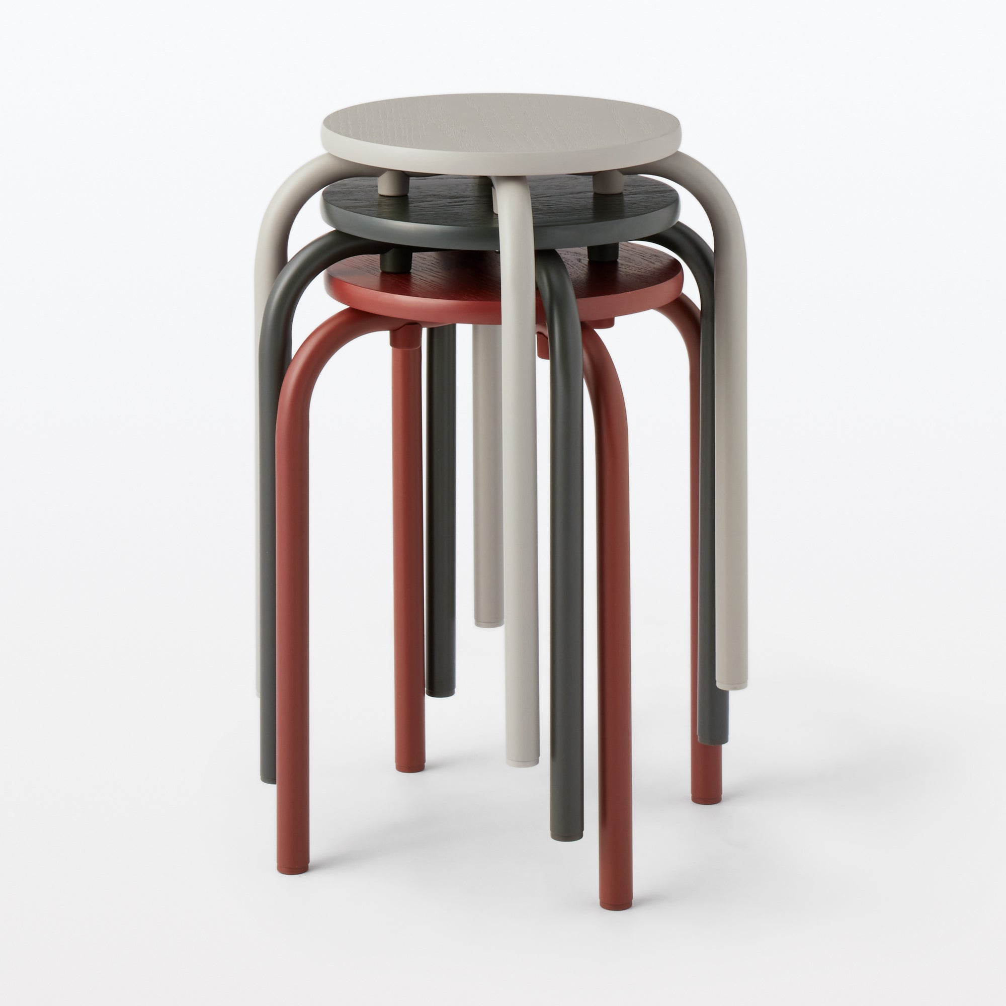Steel Pipe Stacking Stool - Burgundy