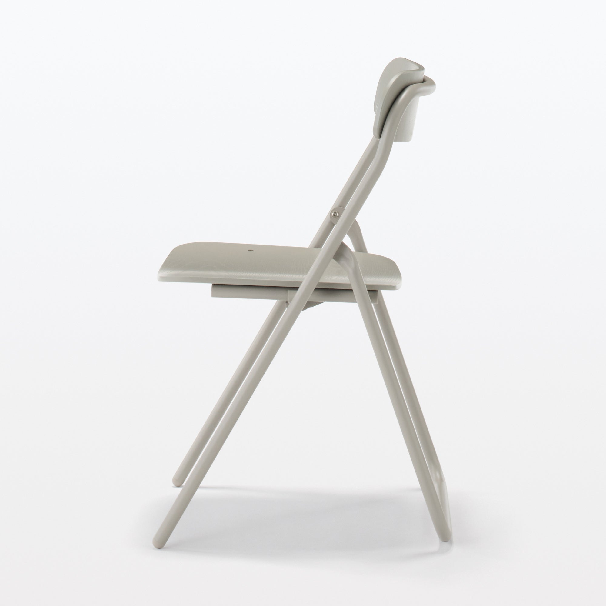 Steel Pipe Folding Chair with Wooden Seat - Warm Gray