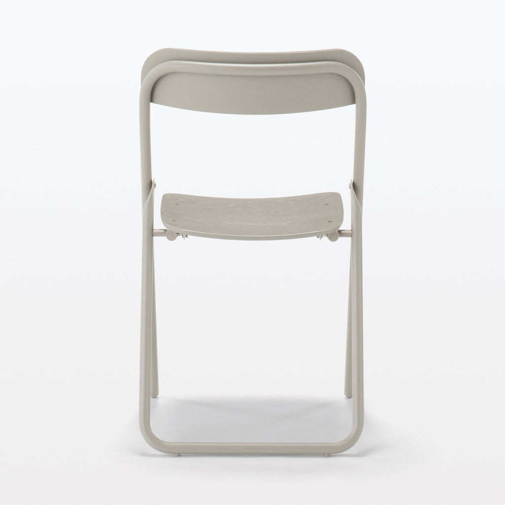 Steel Pipe Folding Chair with Wooden Seat - Warm Gray