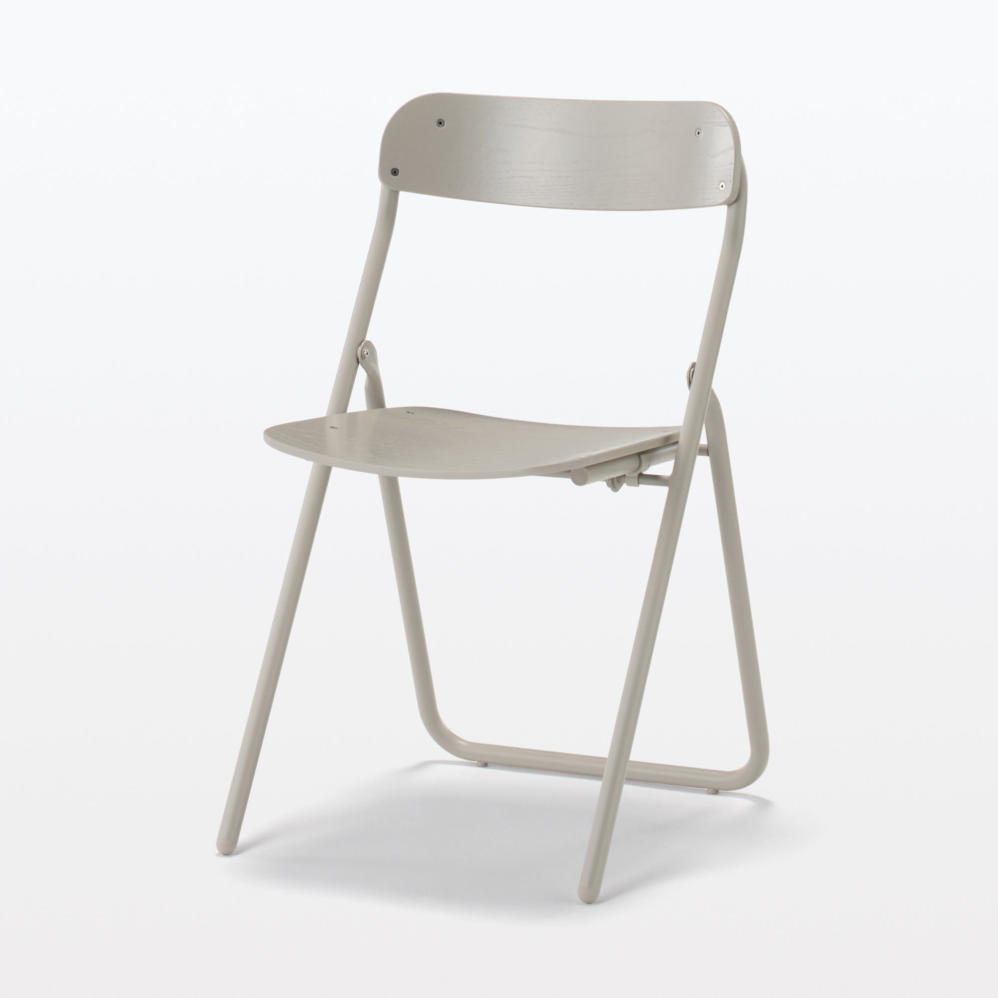 Steel Pipe Folding Chair with Wooden Seat - Warm Gray