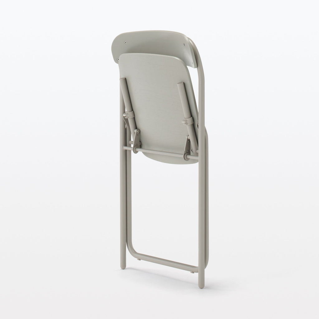 Steel Pipe Folding Chair with Wooden Seat - Warm Gray