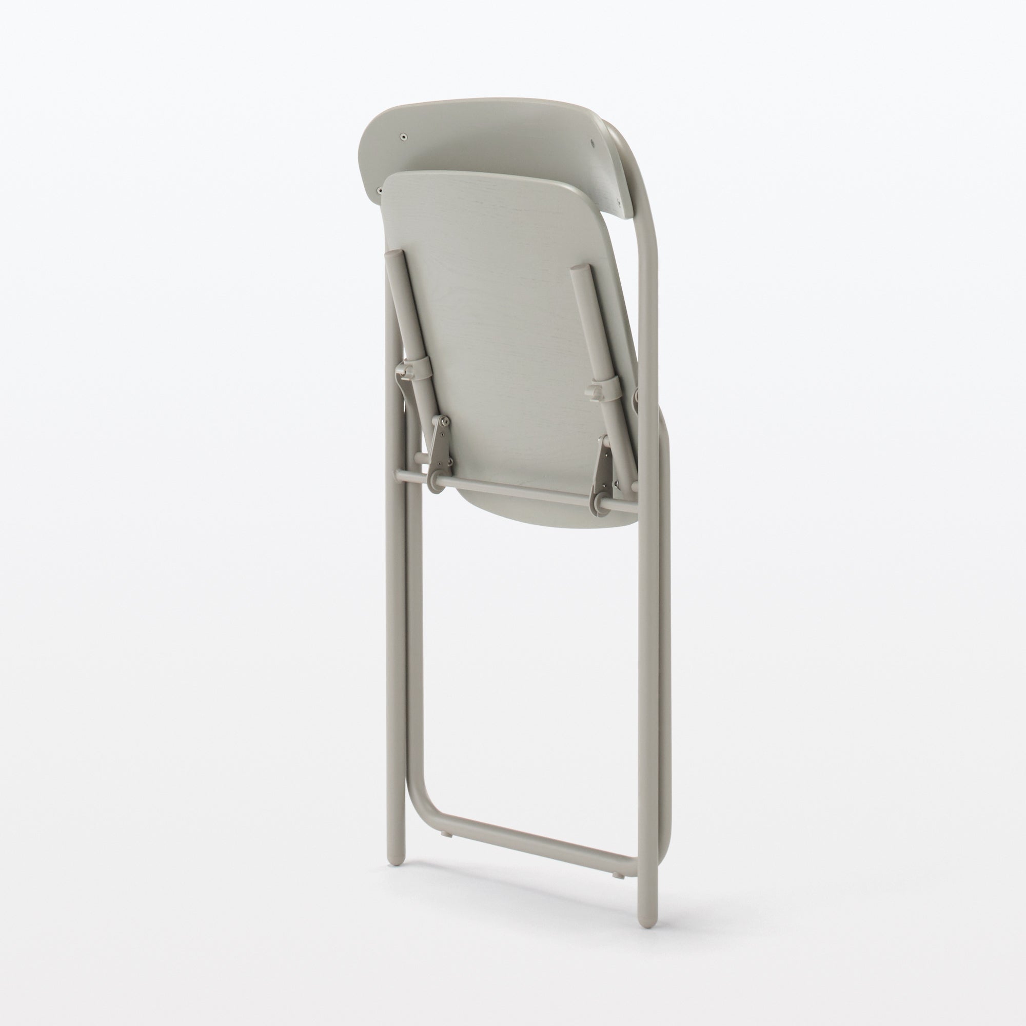 Steel Pipe Folding Chair with Wooden Seat - Warm Gray