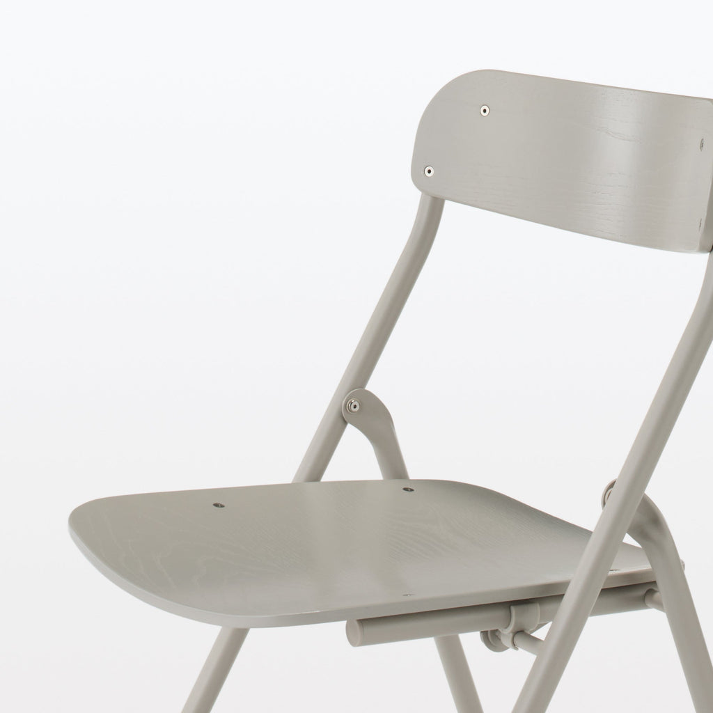 Steel Pipe Folding Chair with Wooden Seat - Warm Gray