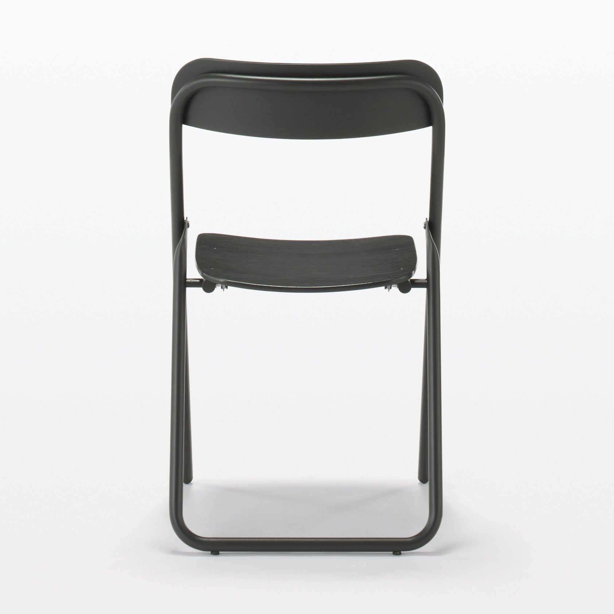 Steel Pipe Folding Chair with Wooden Seat - Dark Gray