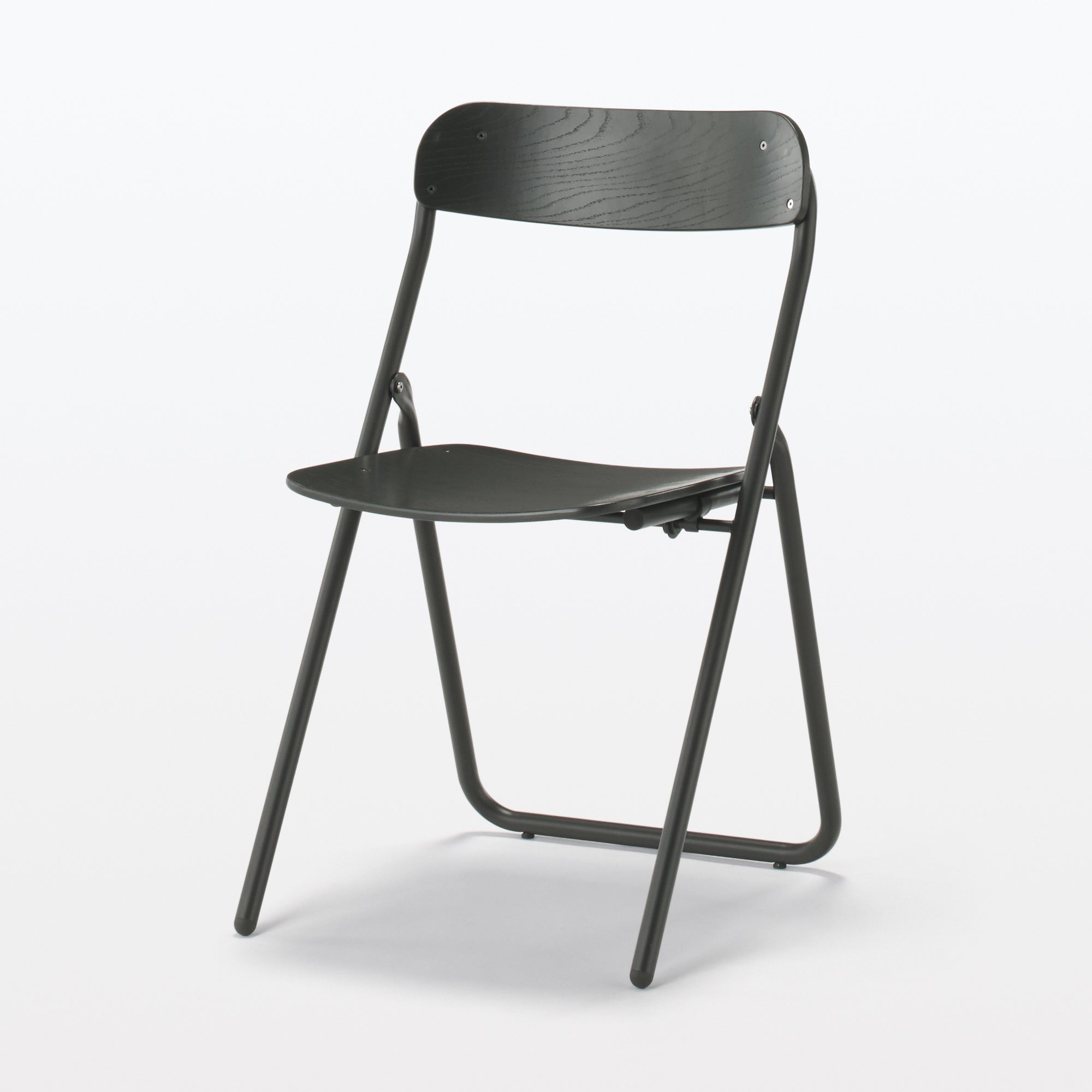 Steel Pipe Folding Chair with Wooden Seat - Dark Gray