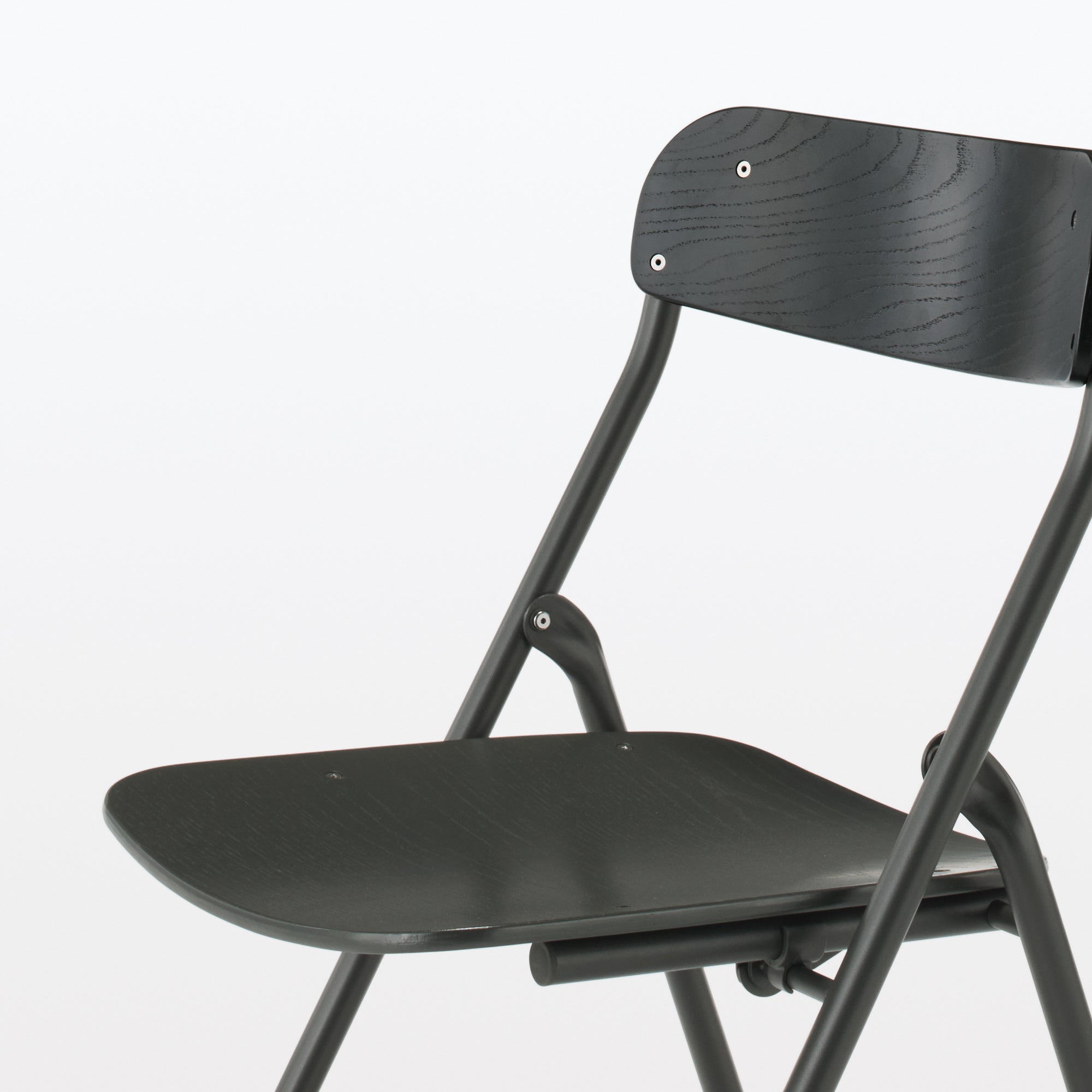 Steel Pipe Folding Chair with Wooden Seat - Dark Gray
