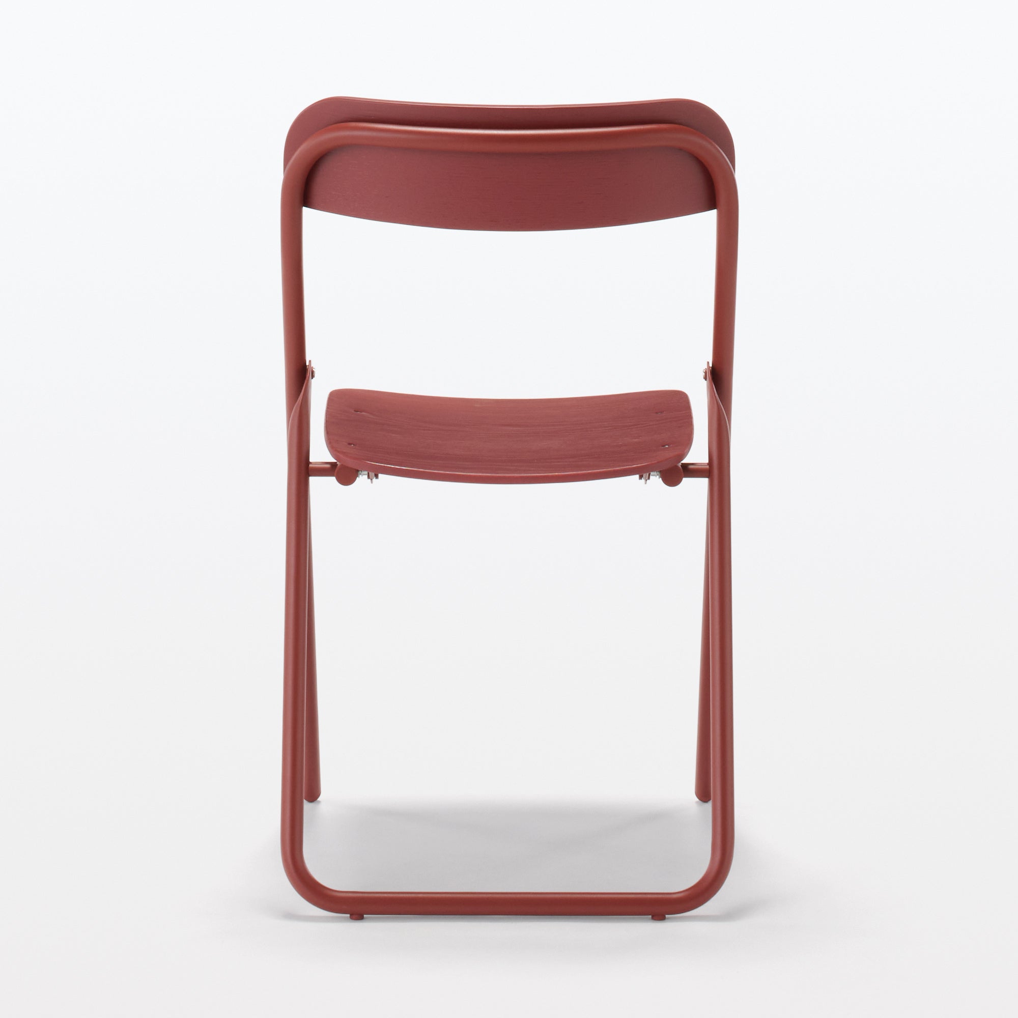 Steel Pipe Folding Chair with Wooden Seat - Burgundy
