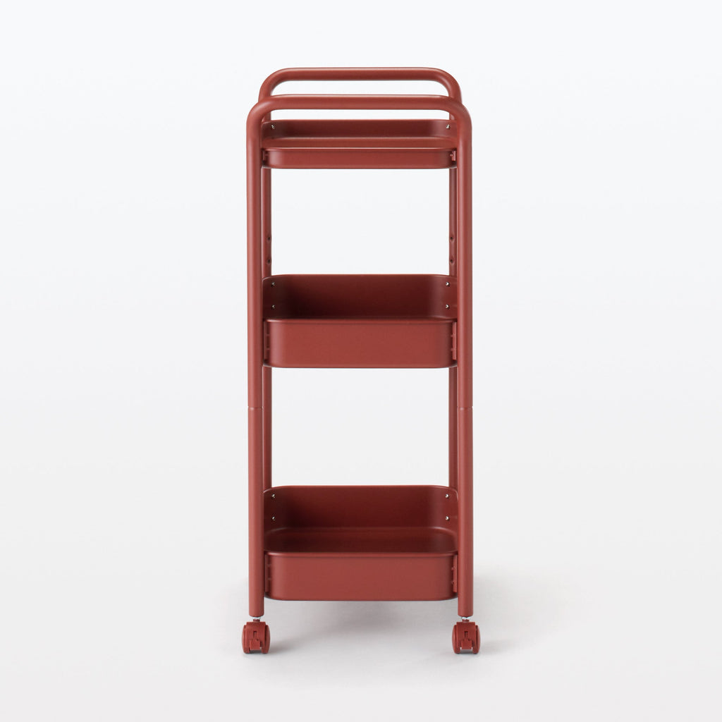 Steel Pipe Wheeled Rack Utility Cart - Burgundy
