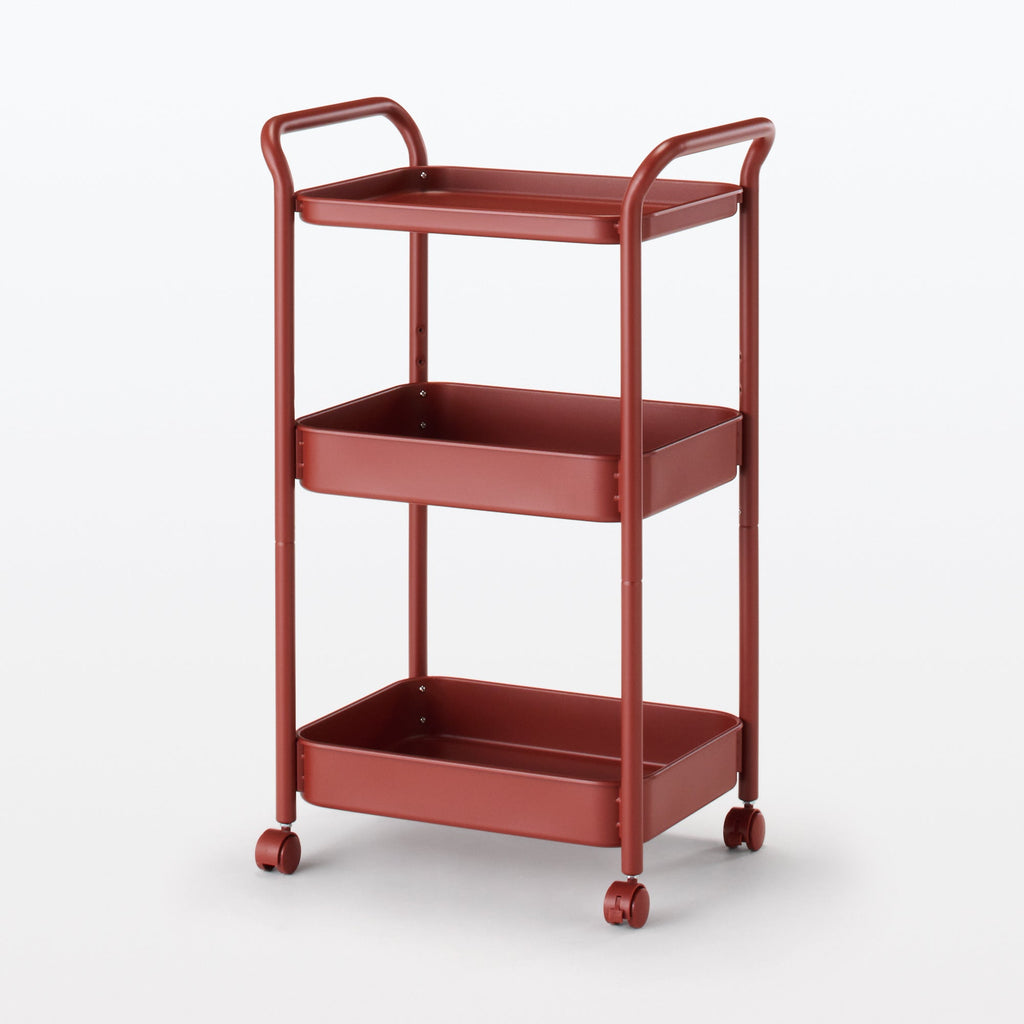 Steel Pipe Wheeled Rack Utility Cart - Burgundy