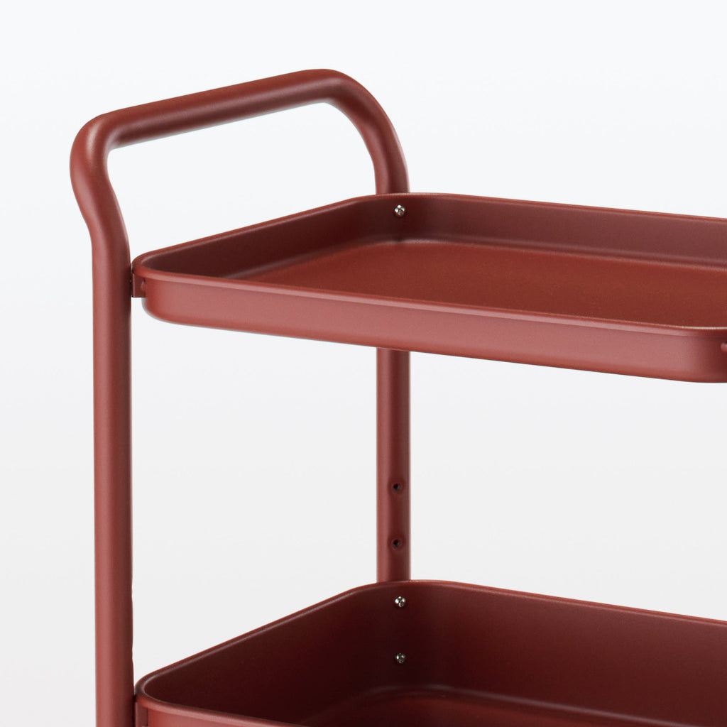 Steel Pipe Wheeled Rack Utility Cart - Burgundy