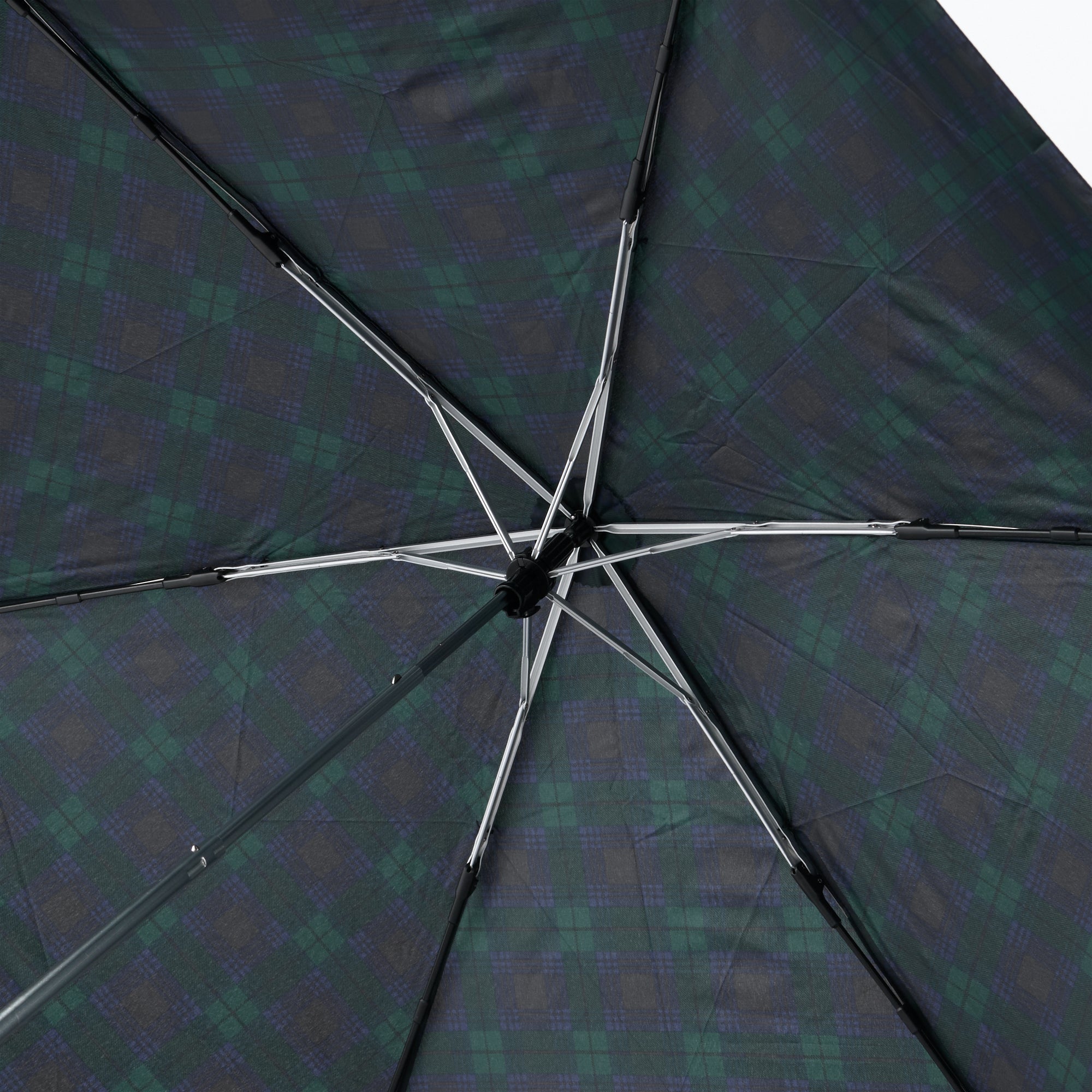 All-Weather Foldable Umbrella Dark Green Check