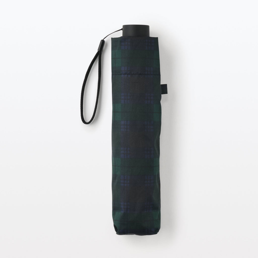 All-Weather Foldable Umbrella Dark Green Check
